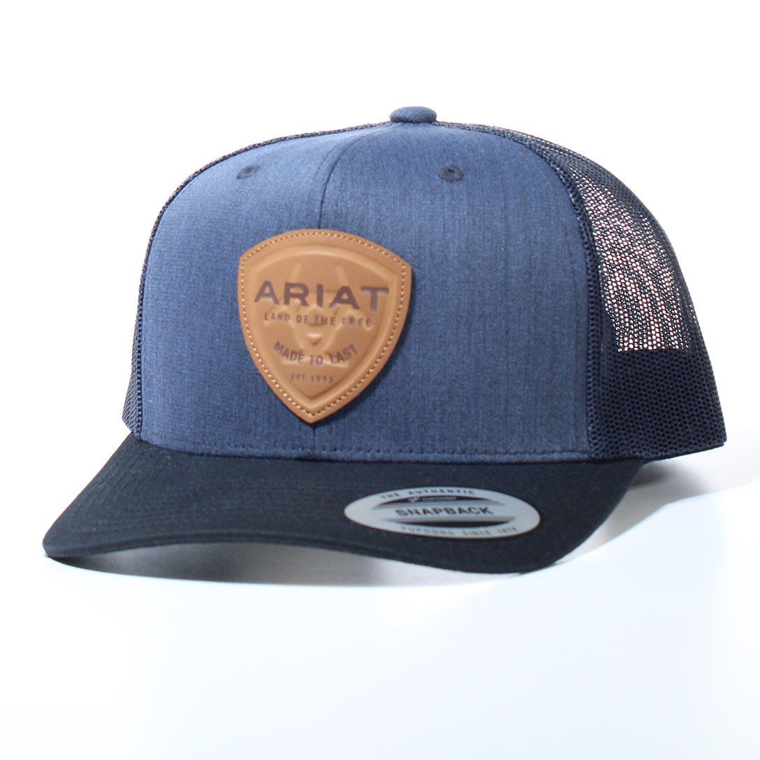 ARIAT MENS FLEXFIT 110 LEATHER LOGO BLUE A300065427 ARIAT MENS FLEXFIT 110 LEATHER LOGO BLUE A300065427