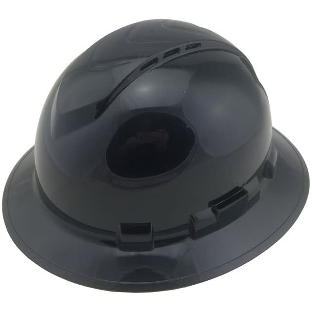 Pyramex Ridgeline Vented Black Full Brim Style Hard Hat - 4 Point Suspensions HP54111V