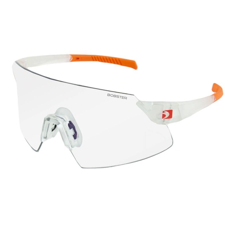 Bobster Cadence Cycling Sunglass, Matte Clear/Orange Frame, Smoke Black Red Revo, Yellow & Clear Lens BCAD01