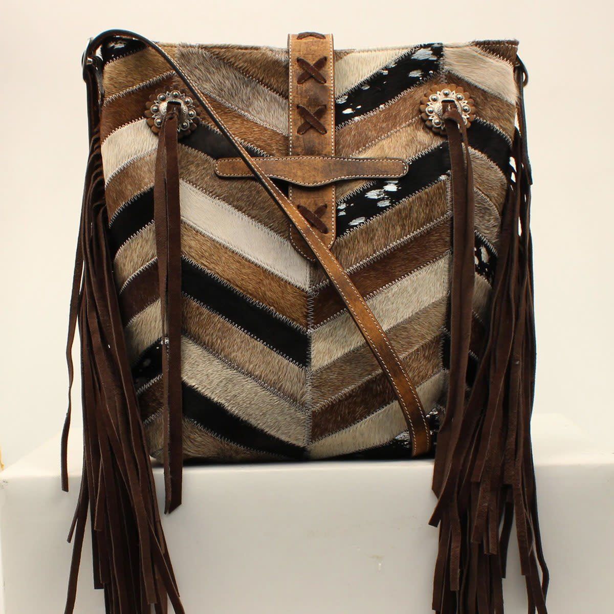 Angel Ranch Large Crossbody Bag Chevron Brown D330003002