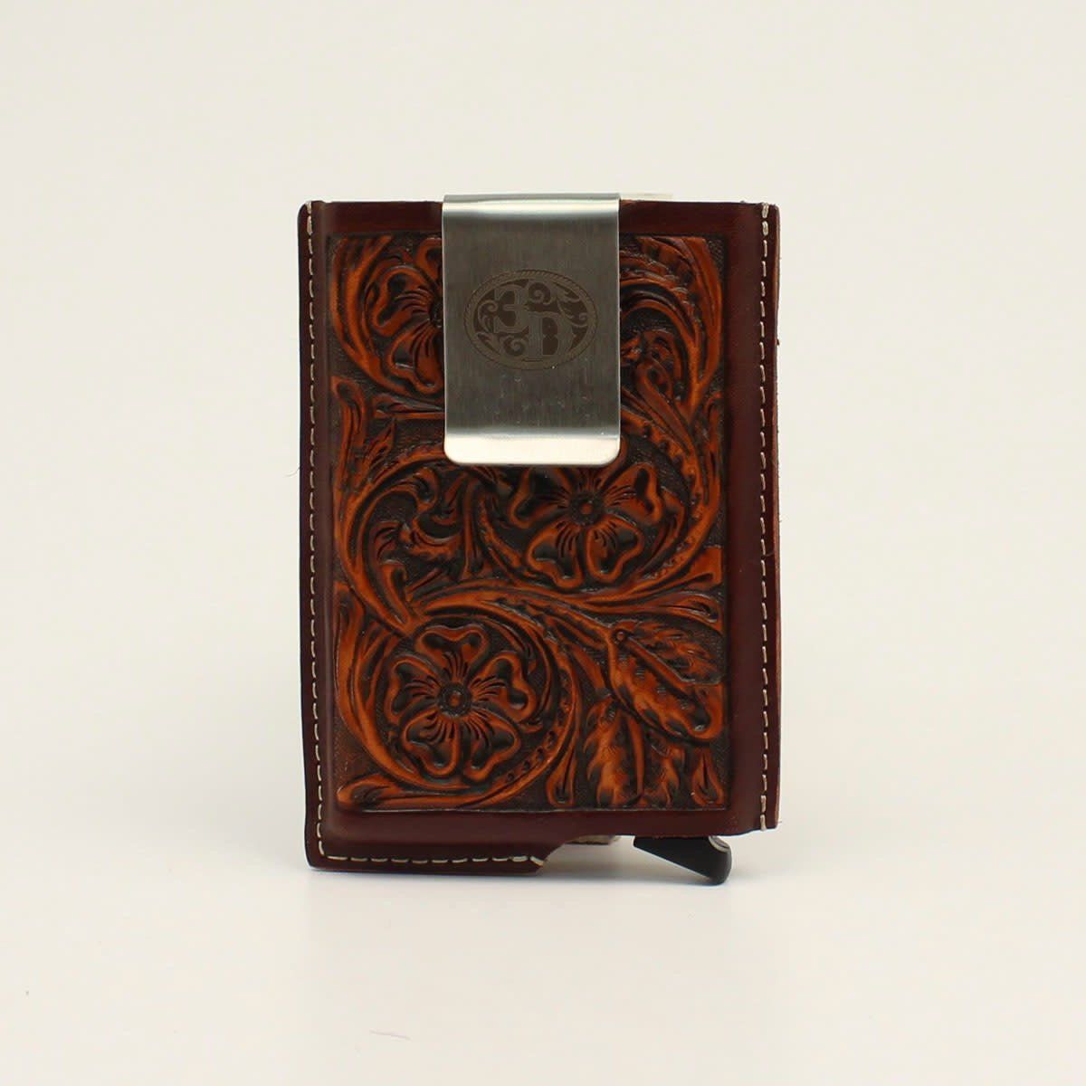 3D Mens Smart Wallet Tooled Brown D250002602