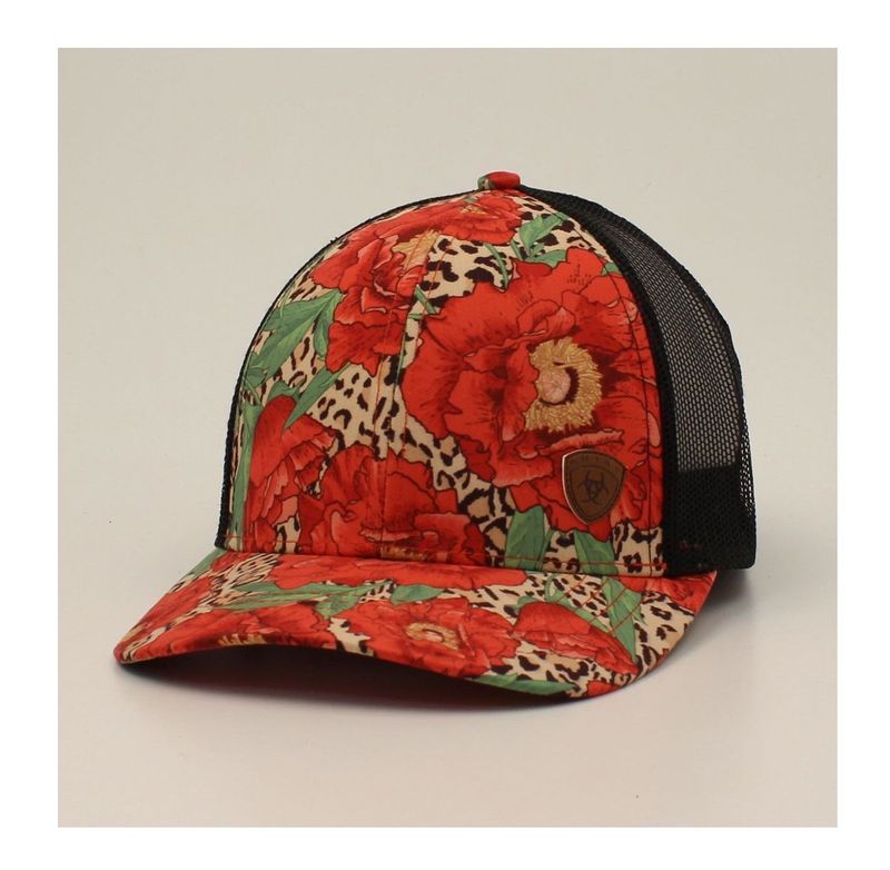 Ariat Women's Ponytail Snapback Cap – Red Floral & Cheetah Print (A300057004)