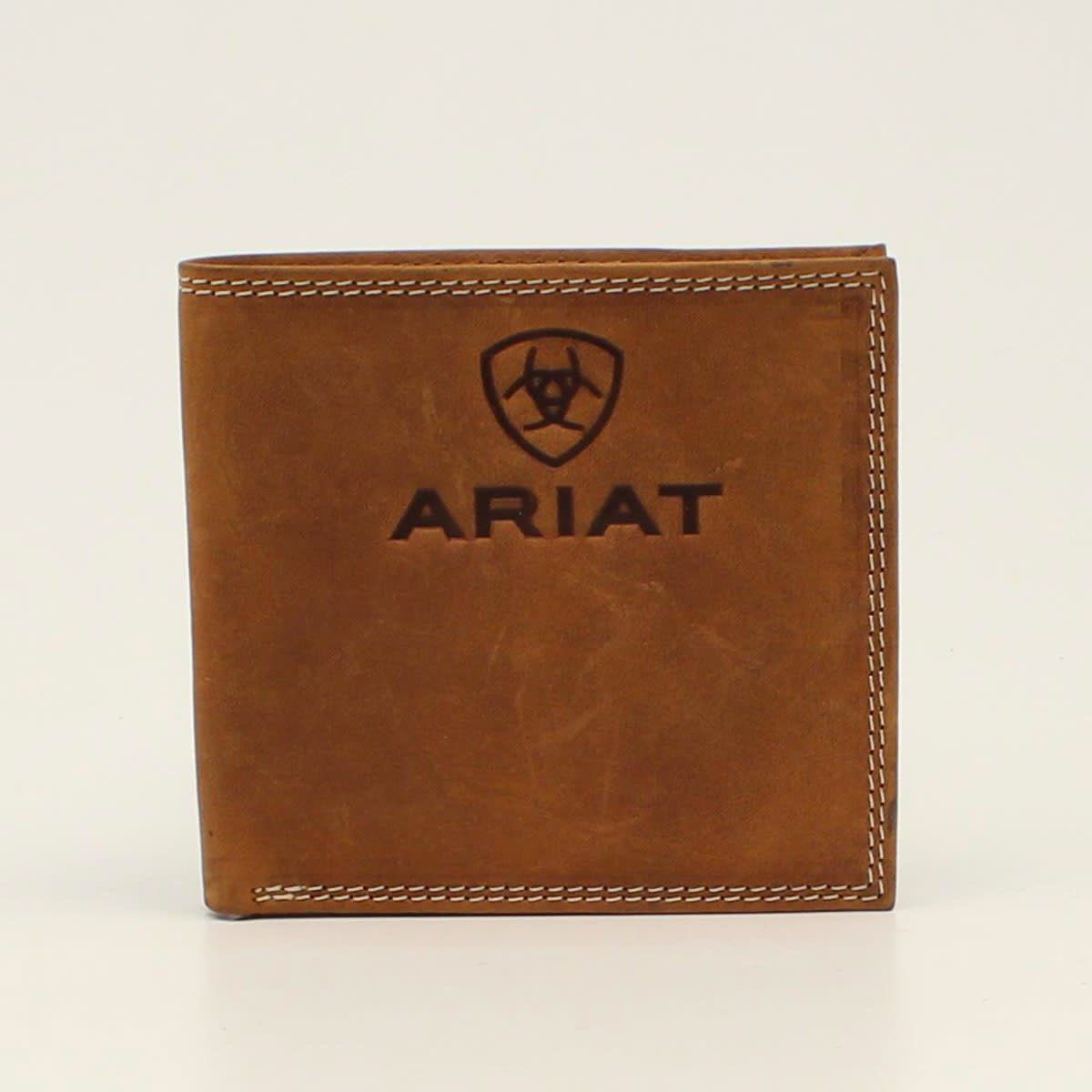Ariat Men's Bifold Leather Wallet – Embossed Logo & Shield, Medium Brown (Model A3548244) Ariat Men's Bifold Leather Wallet – Embossed Logo & Shield, Medium Brown (Model A3548244)