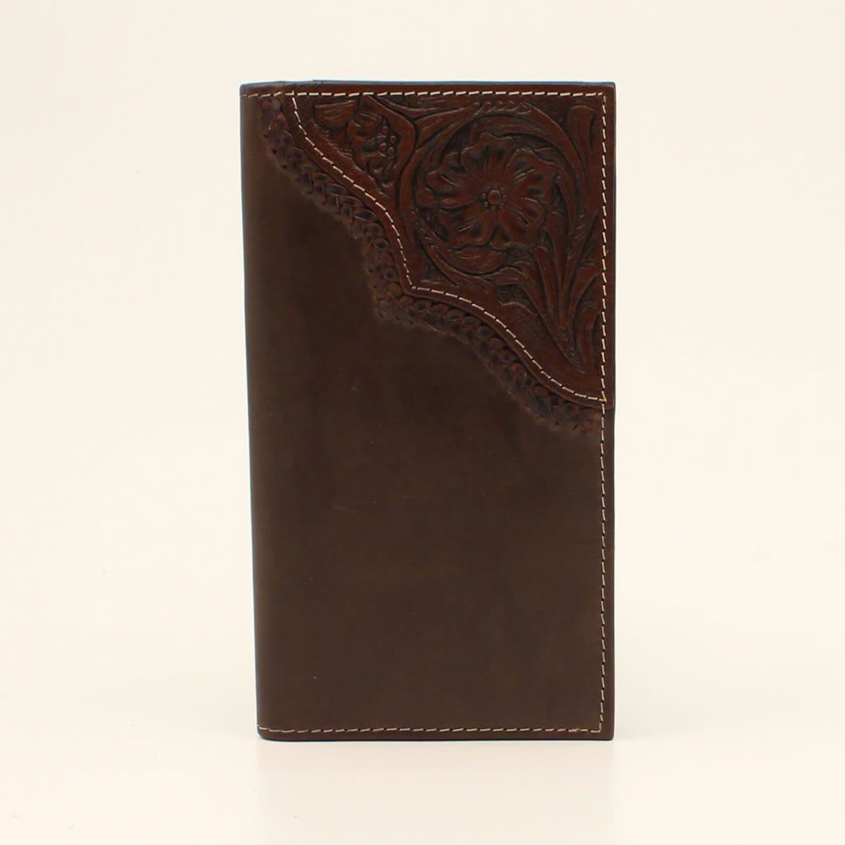 Nocona Mens Rodeo Wallet Floral Tooled Edge Brown N500035002