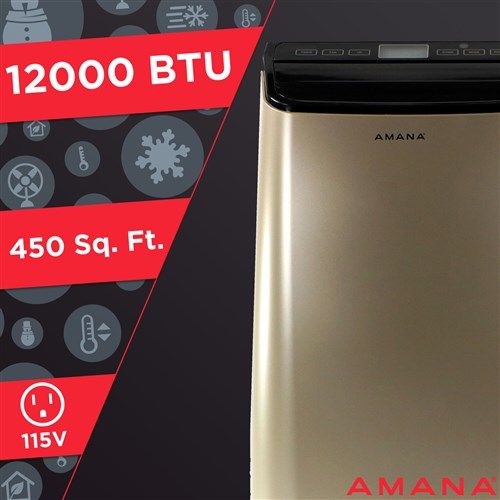 Amana 12,000 BTU Portable AC with Remote, Gold/Black AMAP121AD-2