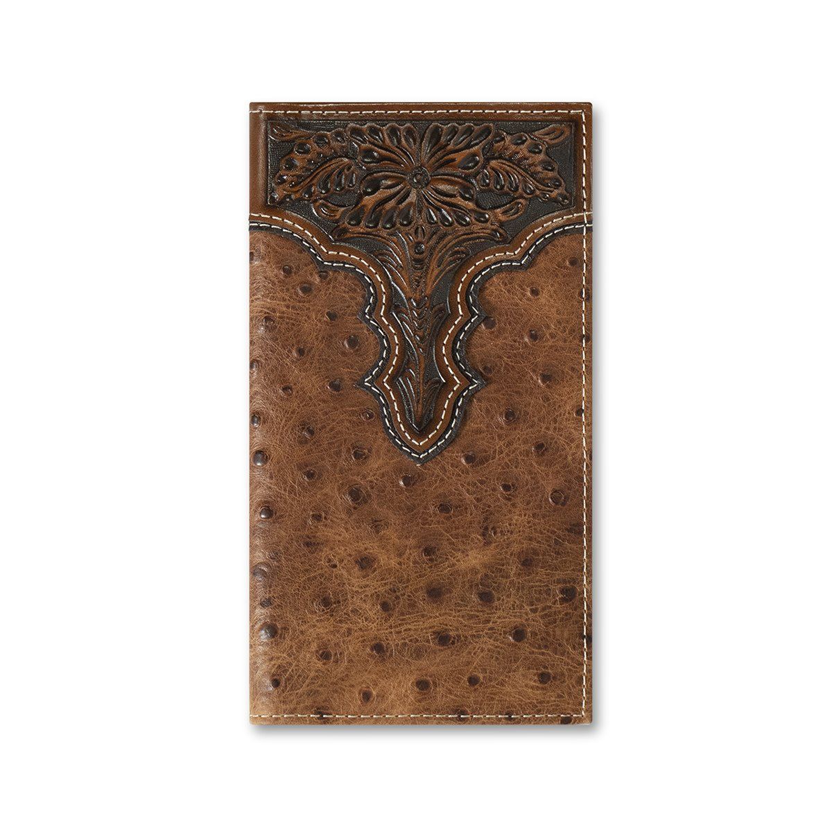 Ariat Rodeo Wallet Ostrich Florar Embossed Brown A3553102