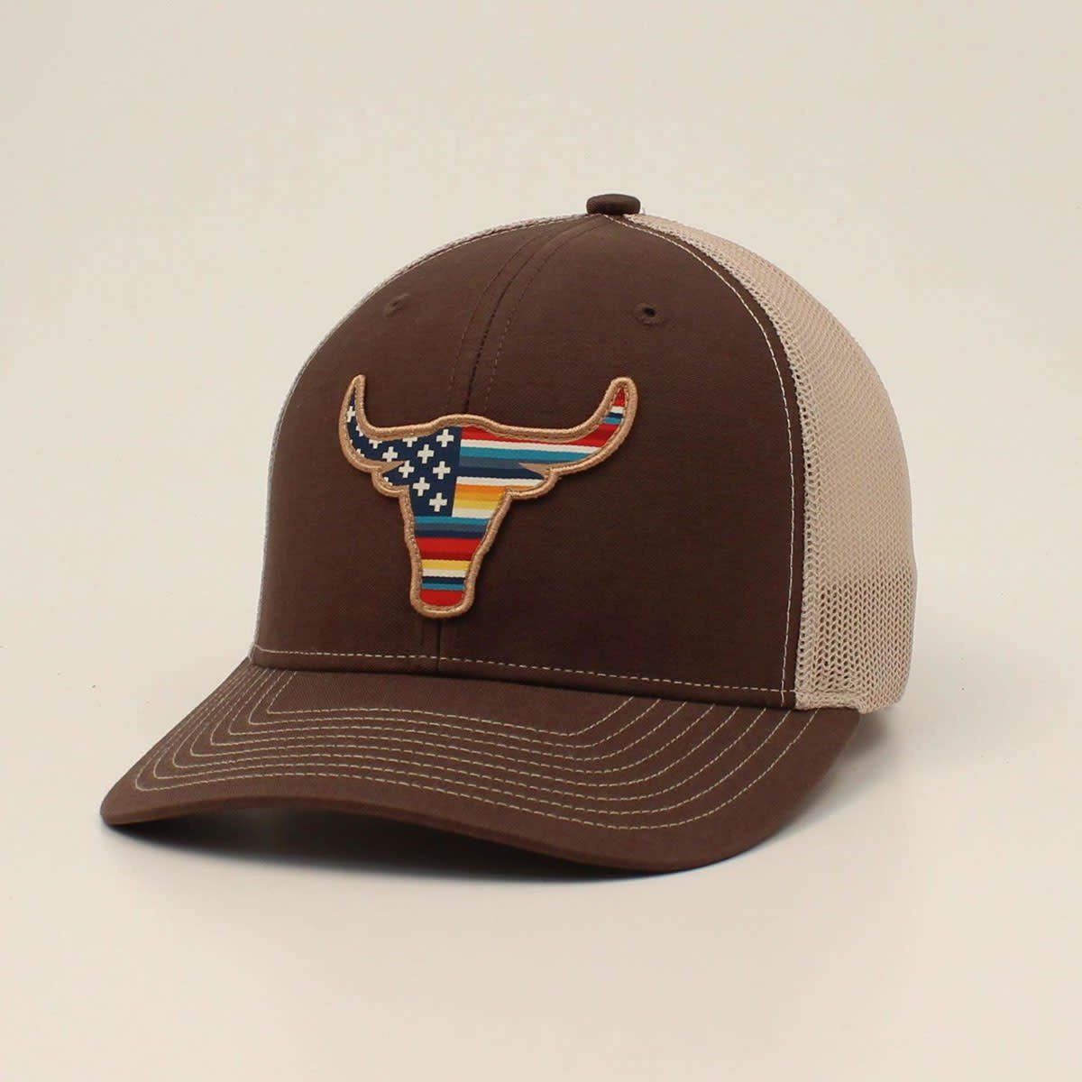 Ariat Mens R112 Cap Snap Back USA Flag Bull Brown A300046002