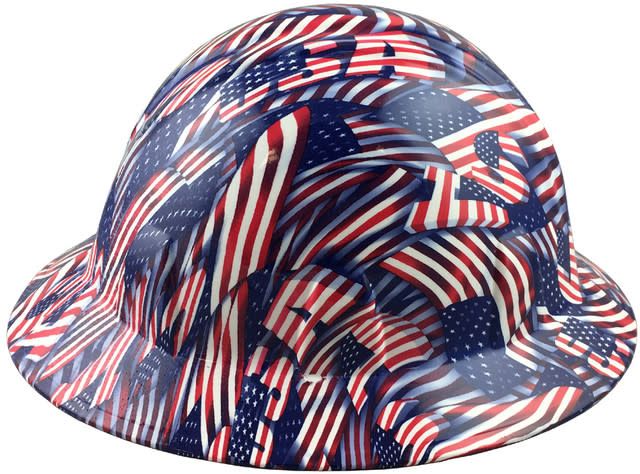 USA Flag Style Full Brim Hydro Dipped Hard Hats hdhh-1622-FB