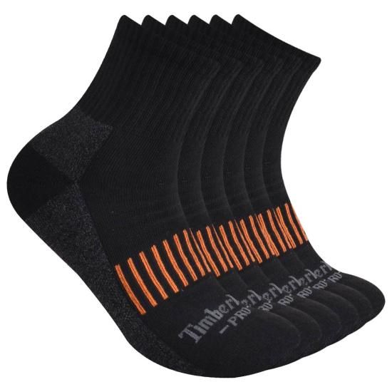 TIMBERLAND 6PK BIG LOGO 1/2 CUSH QUARTER 43TB302386TB-001 XL