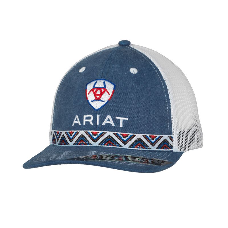 Arait Ladies Cap Red White Blue Diamond Denim A300085520