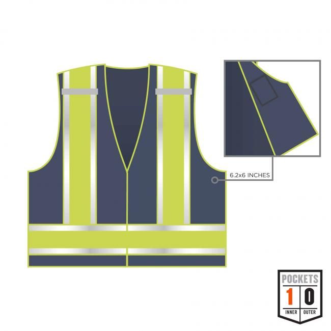 Ergodyne GloWear® 8240HL-NC Two-Tone Expandable Hi-Vis Safety Vest – Navy/White, XL/2XL