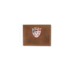 Ariat Bifold Wallet American Flag Embroidered Aged Bark A35549217
