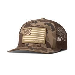 Ariat Mens Cap R112 SnapBack Camo American Flag Brown A300089802