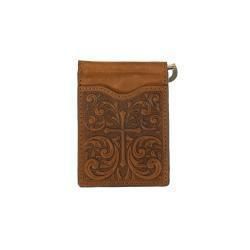 Nocona Mens Bifold Money Clip Style Wallet Cross Scrolls Embossed Medium Brown N500046644