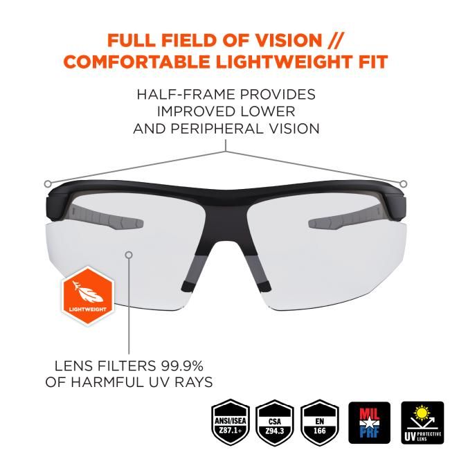 Skoll-Af Matte Black Frame Clear Lens Anti Fog Safety Glasses 59003
