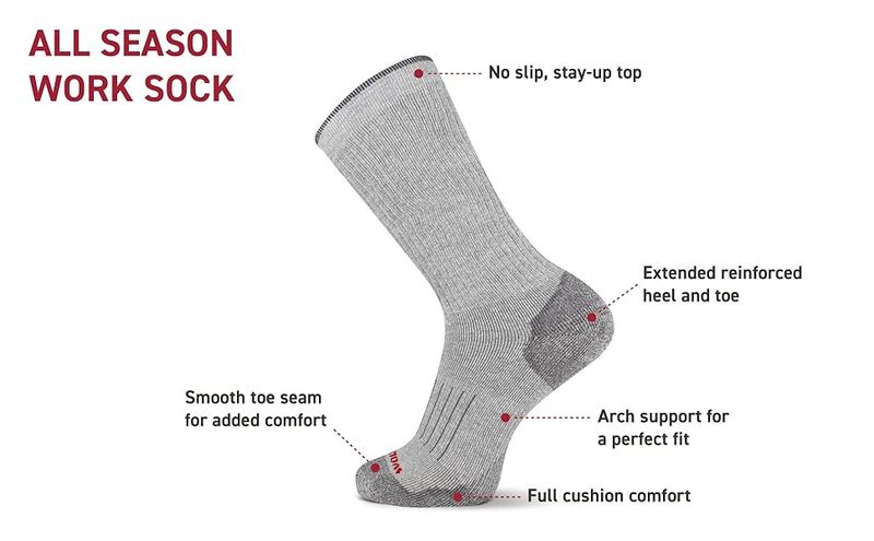 Wolverine Mid-Calf All Season Work Sock- WWM40007B2