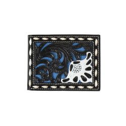 Nocona Bifold Wallet Floral Filigree Suede Underlay Blue N5415127