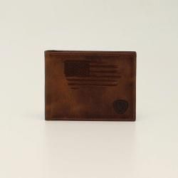 Ariat Bifold Distressed Stitch USA Flag Shield Logo A3545602
