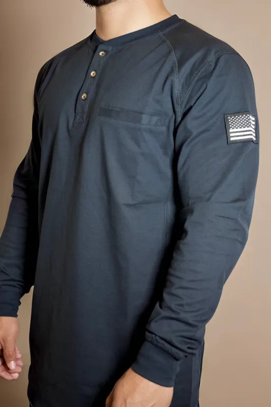 STATIC FR 3-Button Henley Shirt - Black