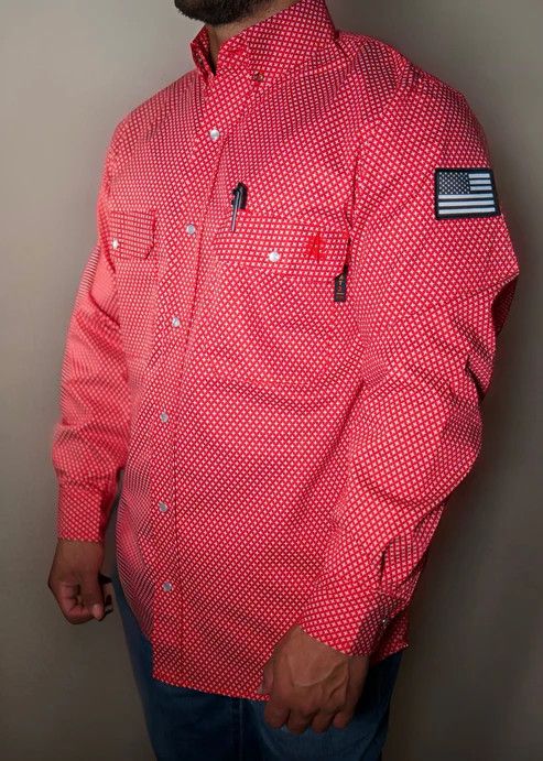 STATIC FR Pearl Snap Work Shirt- Alpha Red
