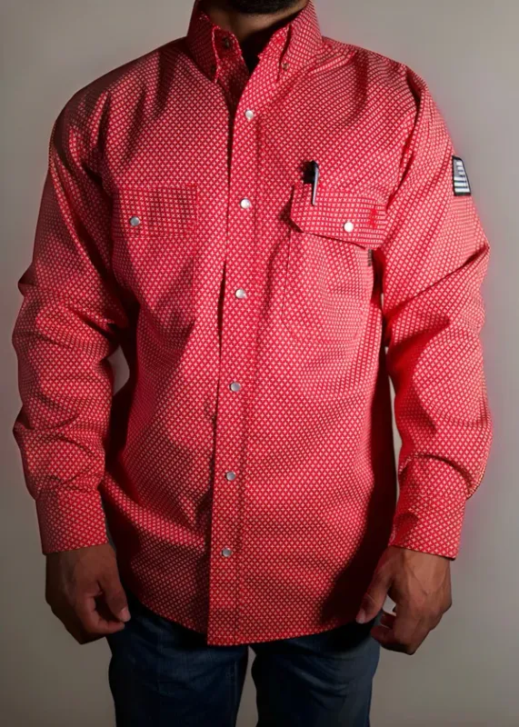 STATIC FR Pearl Snap Work Shirt- Alpha Red