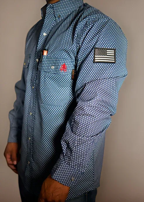 STATIC FR Pearl Snap Work Shirt- Honor Navy