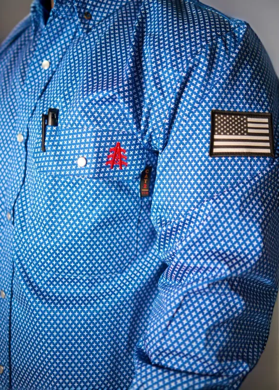 STATIC FR Pearl Snap Work Shirt- Royal Blue