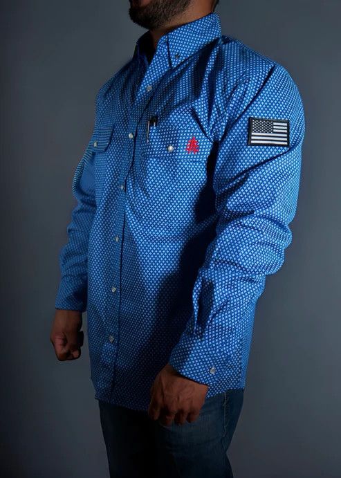 STATIC FR Pearl Snap Work Shirt- Royal Blue
