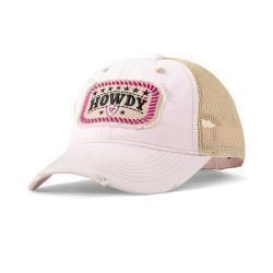 Ariat Women's "Howdy" Distressed Mesh Back Cap – Light Pink (A300084624)