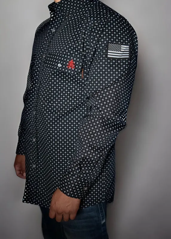 STATIC FR Pearl Snap Work Shirt- Reaper Black