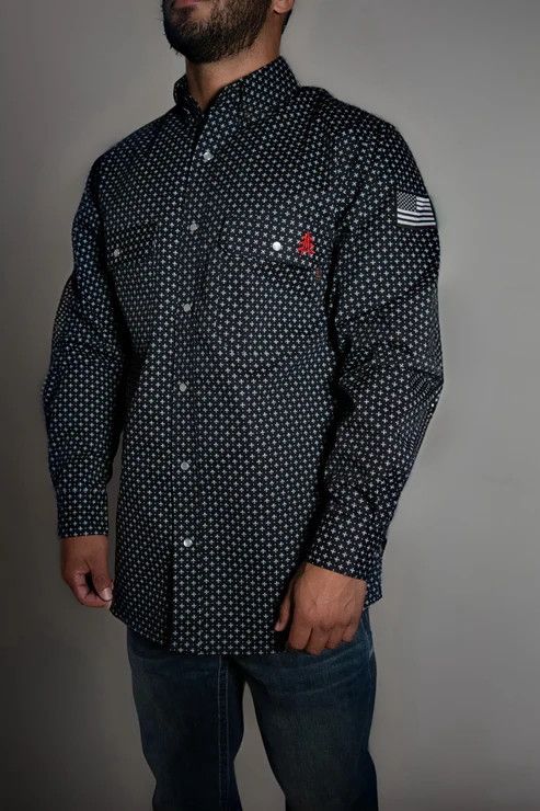 STATIC FR Pearl Snap Work Shirt- Reaper Black