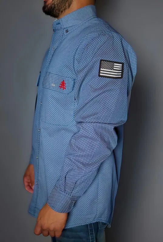 **STATIC FR Pearl Snap Work Shirt - Conqueror Navy