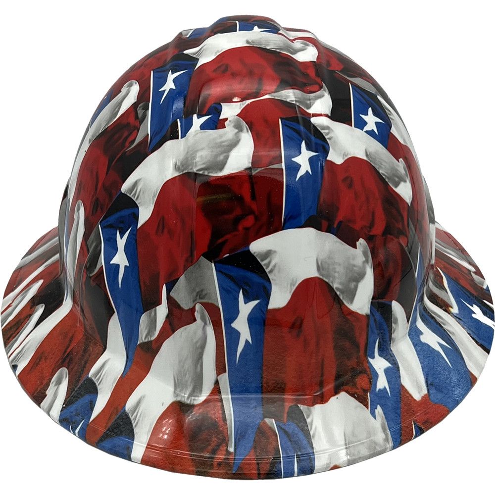 Texas Wavy Flag Design Full Brim Hydro Dipped Hard Hat HDHH-1715-FB