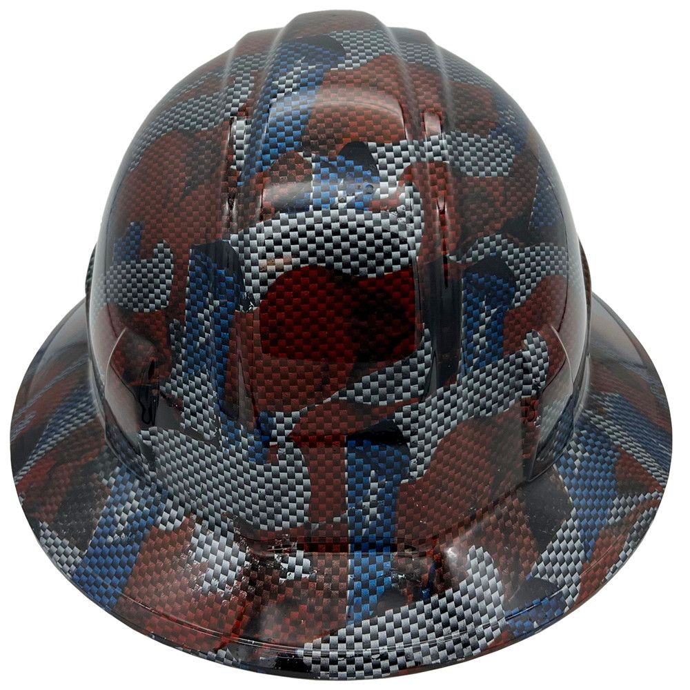Carbon Fiber and Texas Flag Design Full Brim Hydro Dipped Hard Hats HDHH-1705-FB