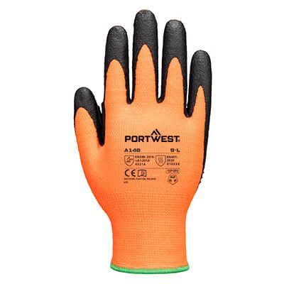 Portwest Grip 13 Nitrile High Dotted Glove Orange/Black A148O8