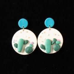 Silver Strike Ladies Earrings Cactus Scene Multicolor