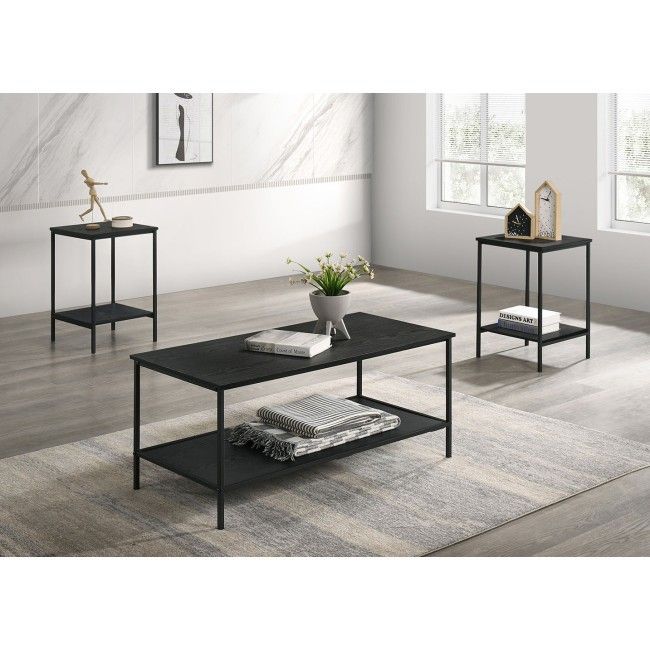 Pallas 3pc. Occasional Set in Black (FM42903BK-3PK)