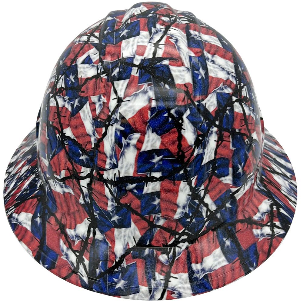 Texas Barbed Wire Design Full Brim Hydro Dipped Hard Hats hdhh-1704-FB Texas Barbed Wire Design Full Brim Hydro Dipped Hard Hats hdhh-1704-FB