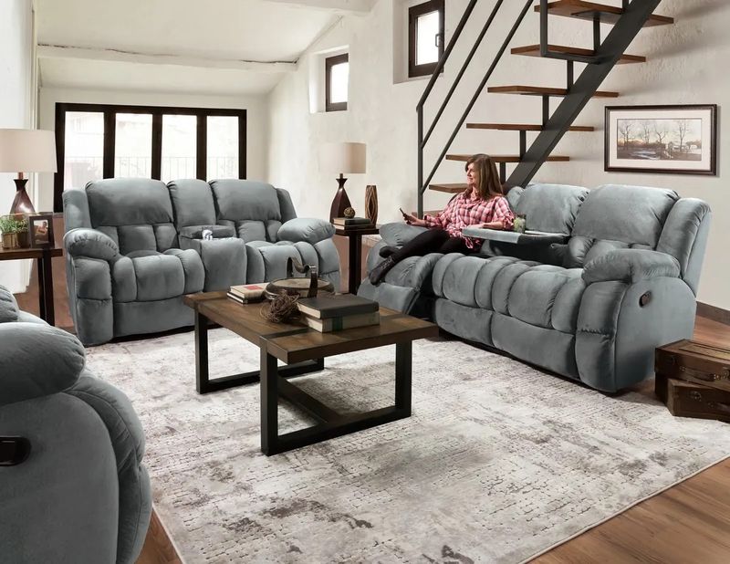 Corinthian Beluga Grey Motion Sofa (29903-30D)