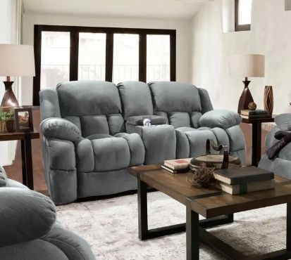 Corinthian Beluga Grey Motion Loveseat (29903-40)