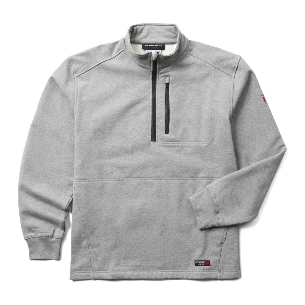 WOLVERINE FR BUILT STRETCH QTR ZIP FLEECE LT GRAY W1213870-036 WOLVERINE FR BUILT STRETCH QTR ZIP FLEECE LT GRAY W1213870-036, Color: LT GRAY, Size: M