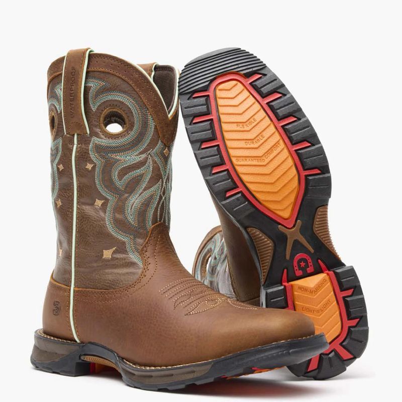 Durango Women's Maverick 10" Waterproof Western Steel-Toe Work Boots, Rugged Tan- DRD0416