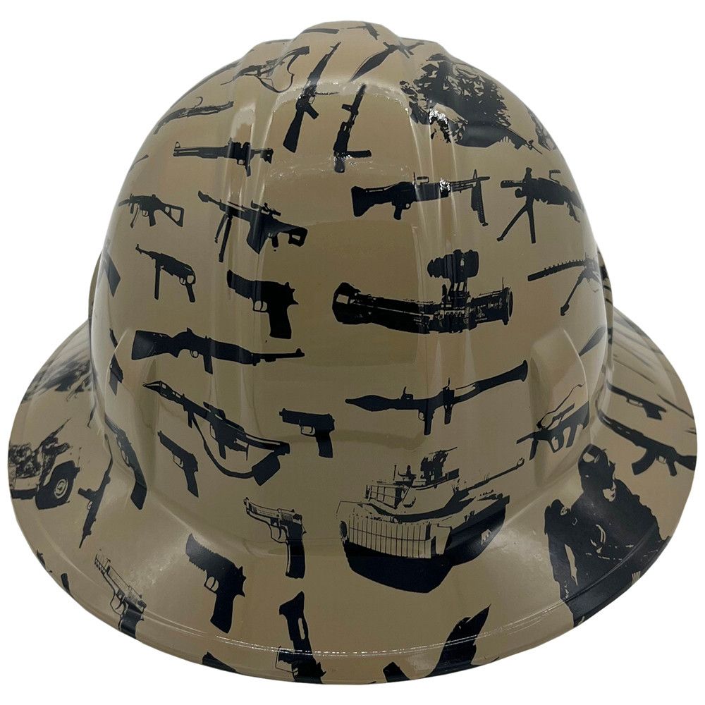 Combat Design full brim hydro dipped hard hats Khaki hdhh-1695-FB