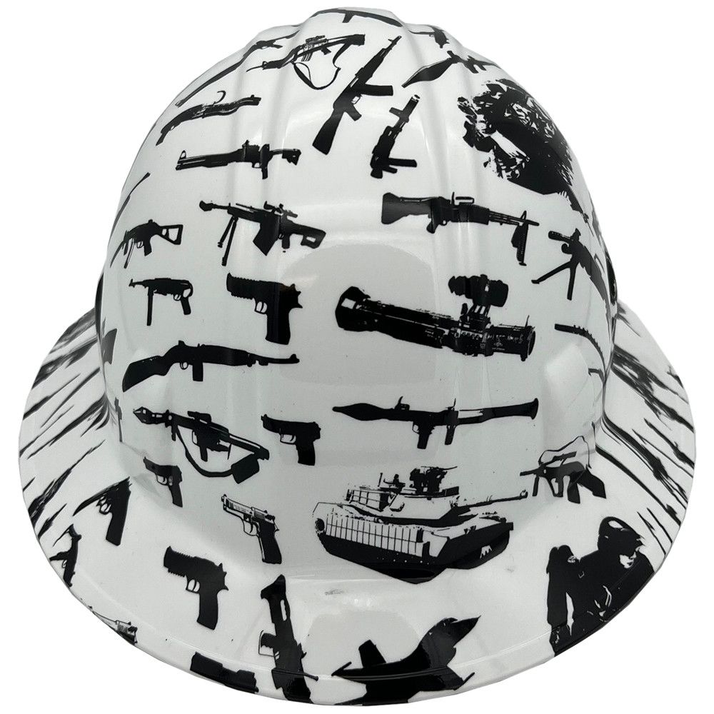 Combat White design full brim hydro dipped hard hats hdhh-1707-FB