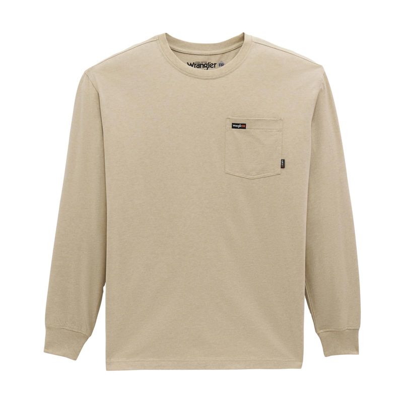 Wrangler FR Pocket Long Sleeve T-Shirt Khaki Heather- 112382484