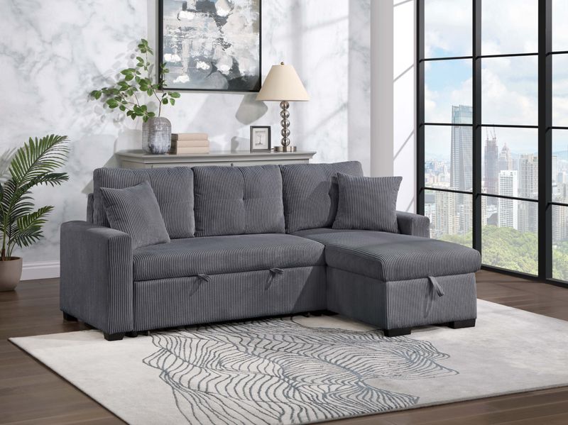 Winston porter cadence dark grey corduroy fabric sectional sofa (HM6530DG-SC)