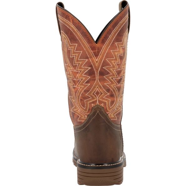Durango Men's Workhorse 11" Western Steel Toe Work Boots – Tan Saddle & Rusty Blaze (Model DDB0528)