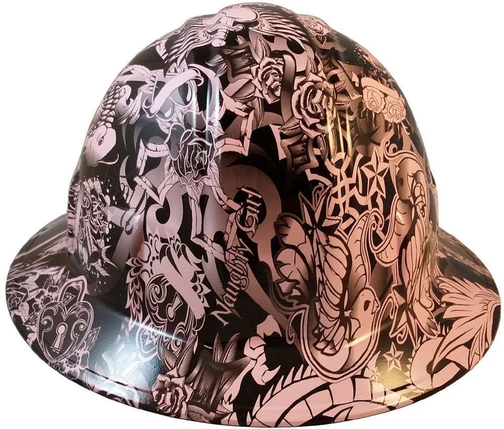 Tattoo Light Pink Full Brim Style Hydro Dipped Hard Hats HDHH-1596-FB