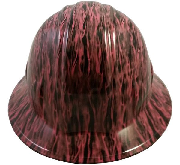 Pink Flame Hydro Dipped Hard Hats Full Brim Style HDHH-1475-FB