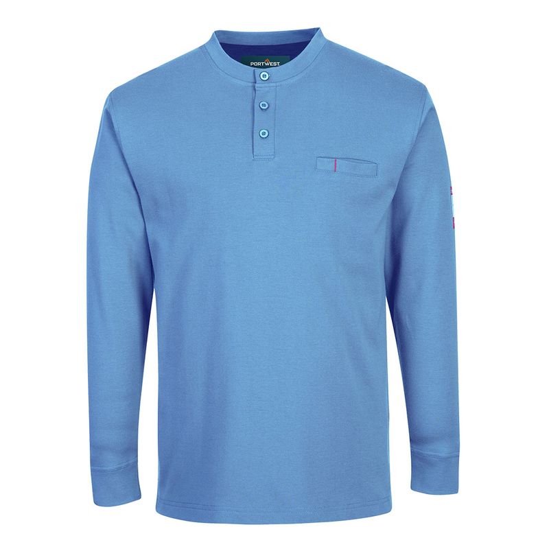 Portwest FR Antistatic Henley Light Blue- FR32